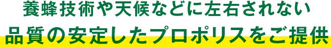 養蜂技術や天候などに左右されない品質の安定したプロポリスをご提供
