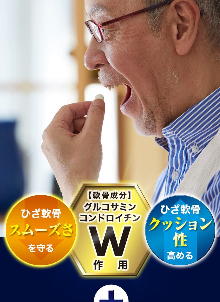 ひざ軟骨スムーズさを守る ひざ軟骨クッション性高める 【軟骨成分】グルコサミンコンドロイチンW作用