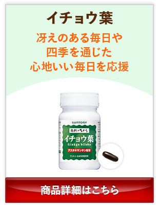 イチョウ葉 冴えのある毎日や四季を通じた心地いい毎日を応援 商品詳細はこちら
